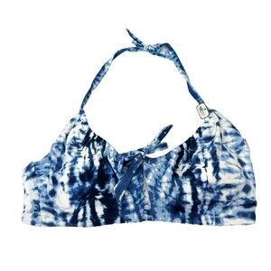 Tie Dye Bikini Top XL 16-18 bathing suit blue keyhole women's
